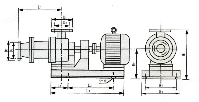 I-1B型浓浆泵外形安装尺寸图